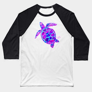 Sea Turtle Pink and Blue Baseball T-Shirt